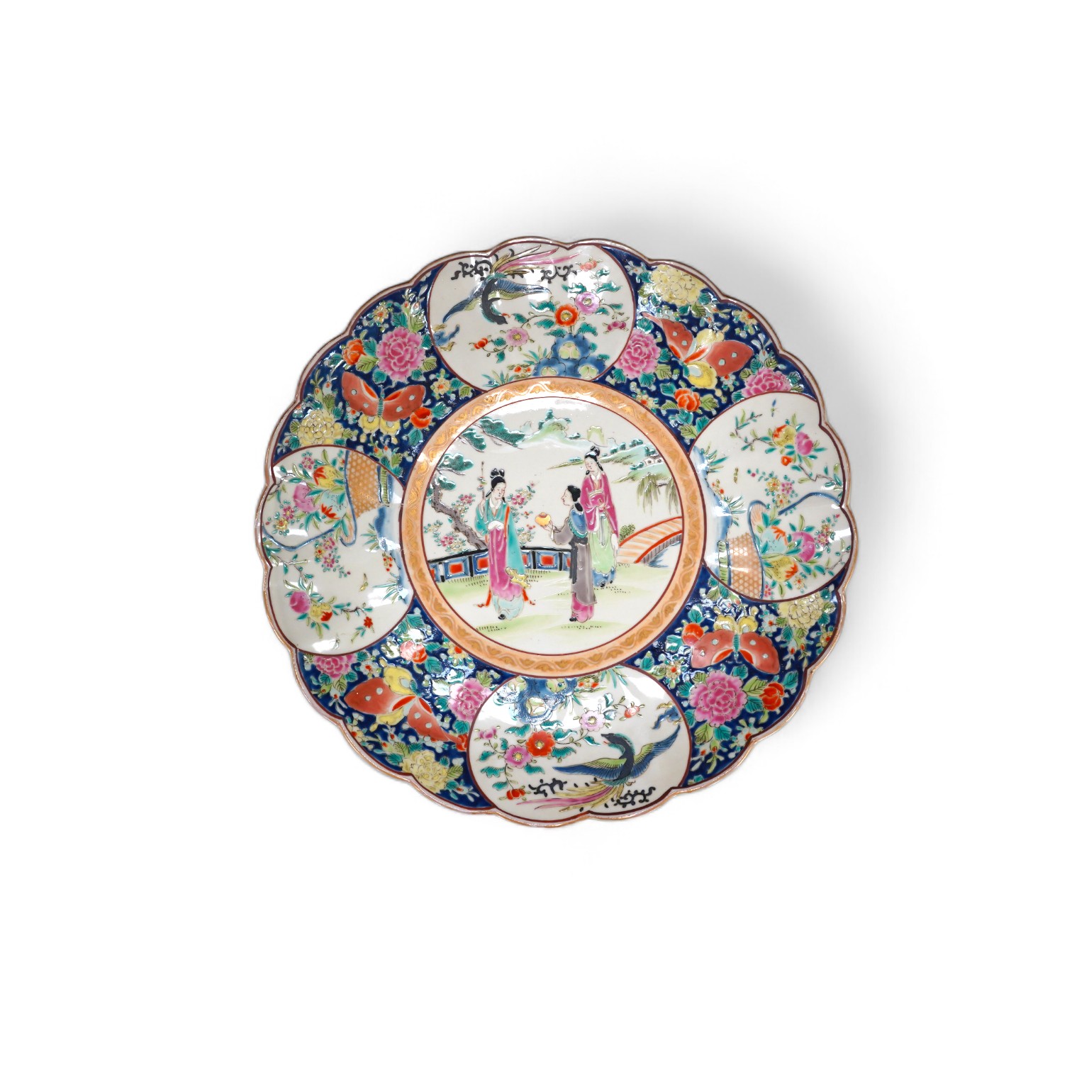 A Japanese famille rose charger, 40cm diameter. Condition - good, some wear